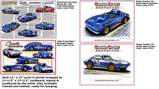Illustrated Grand Sport Corvette Art - COLOR LASER PRINTS
